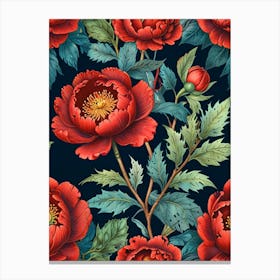 William Morris Red Peony Wallpaper Canvas Print