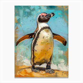 Galapagos Penguin Livingston Island Colour Block Painting 1 Canvas Print