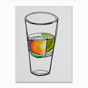 Sazerac Minimal Line Drawing With Watercolour Cocktail Poster Canvas Print