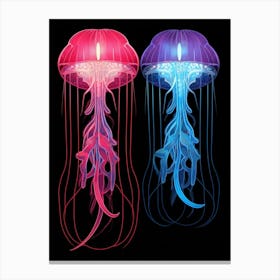 Sea Nettle Jellyfish Neon 7 Canvas Print
