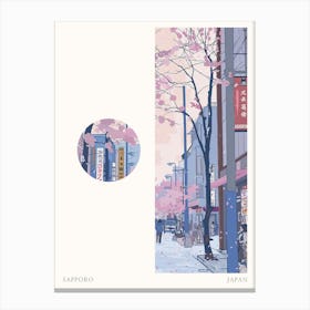 Sapporo Japan Cut Out Travel Poster Canvas Print