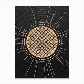 Geometric Glyph Symbol in Gold with Radial Array Lines on Dark Gray n.0283 Canvas Print