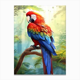 Rainbow Majesty: Parrot Bird Art Canvas Print
