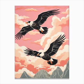 Vintage Japanese Inspired Bird Print Crested Caracara 3 Canvas Print