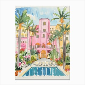 The Waldorf Astoria Beverly Hills   Beverly Hills, California  Resort Storybook Illustration 3 Canvas Print