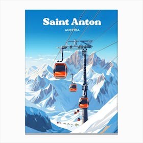 Saint Anton Austria Snow Mountain Modern Travel Art Canvas Print