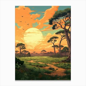 Savanna Landscape Pixel Art 3 Canvas Print