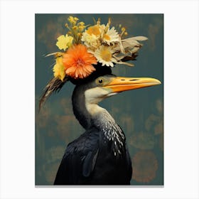 Bird With A Flower Crown Cormorant 1 Canvas Print