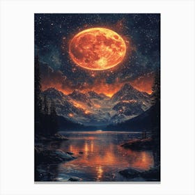 Full Moon Over Lake 22 Canvas Print