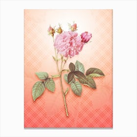 Pink Agatha Rose Vintage Botanical in Peach Fuzz Tartan Plaid Pattern n.0200 Canvas Print