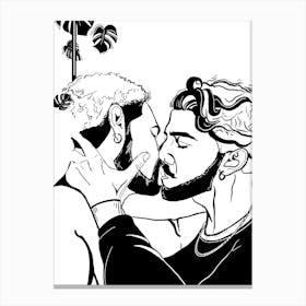 Two Guys Kissing Lgbtq Pride Canvas Print