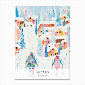 Gstaad   Switzerland, Ski Resort Poster Illustration 3 Canvas Print