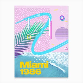 Retrowave: Miami 1986 [retrowave/vaporwave/synthwave] — aesthetic poster, retrowave poster, neon poster Canvas Print