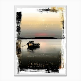 Boat On The Water At Sunset Canvas Print