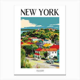 New Dorp New York Colourful Silkscreen Illustration 4 Poster Canvas Print