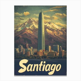 Aihrgdesign A Vintage Travel Poster Of Santiago 4 Canvas Print