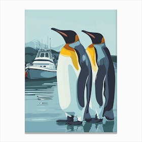 Emperor Penguin Paradise Harbor Minimalist Illustration 3 Canvas Print