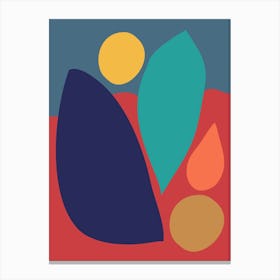 Modern Contemporary Abstract Shapes in Bold Red and Blue Canvas Print