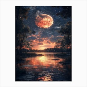 Moon Over The Water 6 Canvas Print