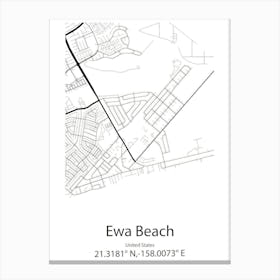 Ewa Beach,United States Minimalist Map 1 Canvas Print