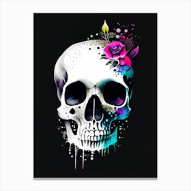 Skull With Watercolor Effects 2 Doodle Canvas Print