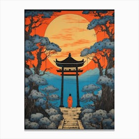 Fushimi Inari Taisha, Japan Vintage Travel Art 3 Canvas Print