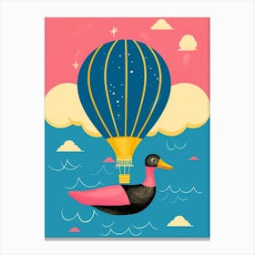 Abstract Geometric Duckling With A Hot Air Balloon 3 Canvas Print