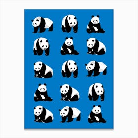Panda Bears Pattern Royal Blue Canvas Print