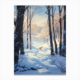 Winter Coyote Illustration Canvas Print