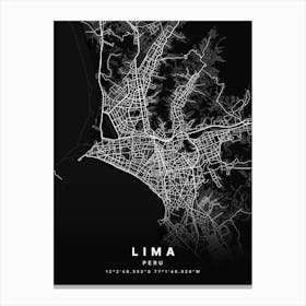 Lima Peru Black Map Stampe su tela