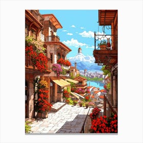 Antalya Old Town Pixel Art 3 Canvas Print