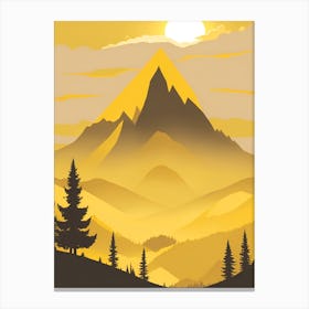 Misty Mountains Vertical Composition In Yellow Tone 26 Canvas Print