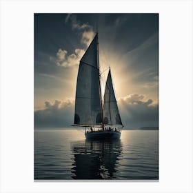 Sailboat At Sunset 1 Canvas Print