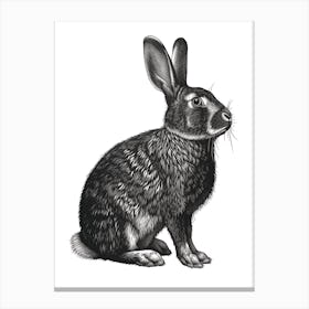 American Fuzzy Lop Black Blockprint Rabbit Illustration 2 Canvas Print