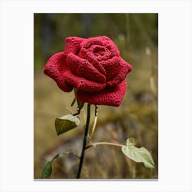 Red Rose Knitted In Crochet 4 Canvas Print