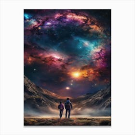 Two People Walking In Space Canvas Print