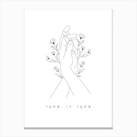 LOVE IS LOVE | BLACK AND WHITE MINIMALIST PRINT | Canvas Print