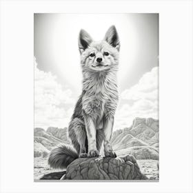 Tibetan Sand Fox Realistic Drawing 2 Canvas Print