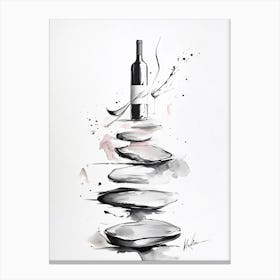 Wine Bottle On The Rocks Canvas Print