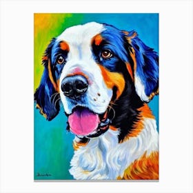 Bernese Mountain Dog 2 Fauvist Style dog Canvas Print