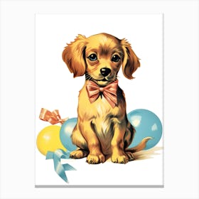 Vintage Puppy Labrador Dog Kitsch 3 Canvas Print