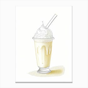 Vanilla Milkshake Dairy Food Pencil Illustration 2 Canvas Print