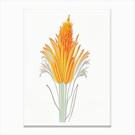 Kniphofia Floral Quentin Blake Inspired Illustration 2 Flower Canvas Print