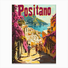 Aihrgdesign A 1970s Inspired Travel Poster For Positano 1 Canvas Print