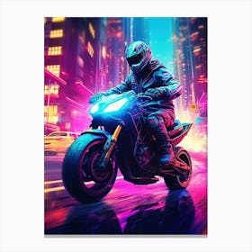 Motorcycle Rider In The City 1 Canvas Print