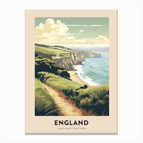 South West Coast Path England 4 Vintage Hiking Travel Poster Canvas Print