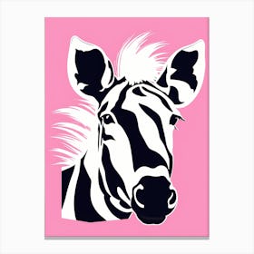 Flat Buho Art Plains Zebra On Solid pin Background, modern animal art, Canvas Print