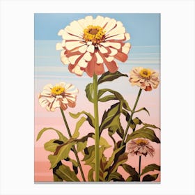 Zinnia 4 Flower Painting Canvas Print