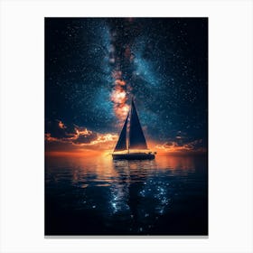 Sailboat In The Night Sky Canvas Print