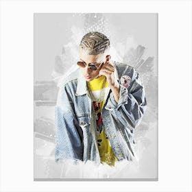 Bad Bunny Singer Watercolor Canvas Print